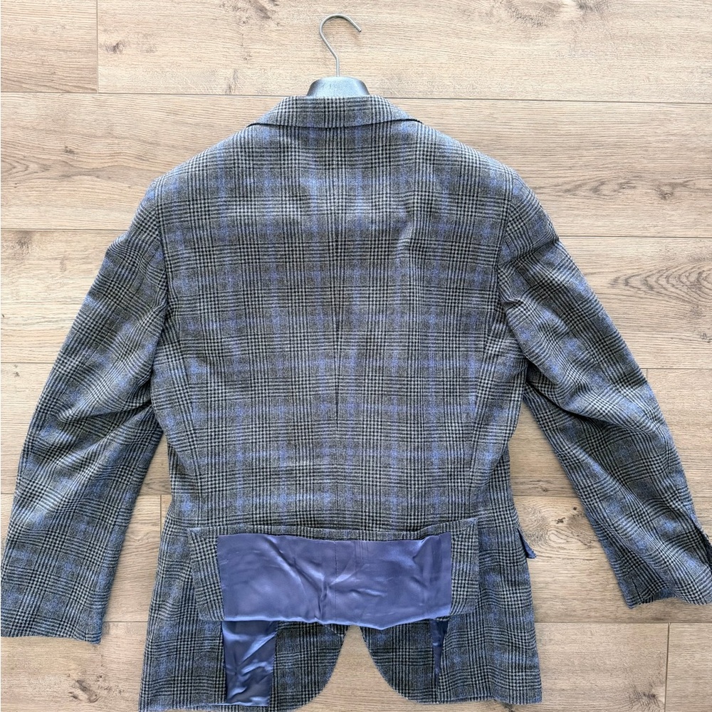 SuitSupply : Men's Grey and Blue Plaid Wool Suit w/ Vest 40R - Picture 4 of 7
